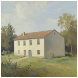 a beautiful painting of a building in a serene landscape by Paul Bonner