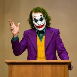 pastor kenneth copeland cosplaying as the joker on his megachurch pulpit