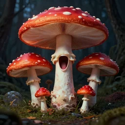 infectee mashroom cover style, with three's screaming, 8 k, deep picture,