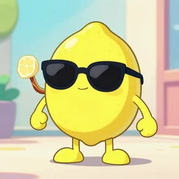 Low Polly lemon character wearing sunglasses