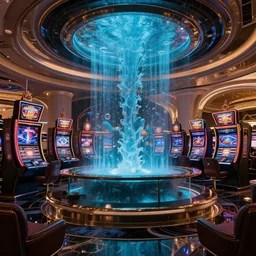 futuristic casino, crisp, artistic, artstation, luxury, las vegas, beautiful, concept art, dim painterly lighting volumetric aquatics