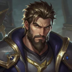todd howard league of legends skin splash art, with a background based on the game league of legends, detailed face