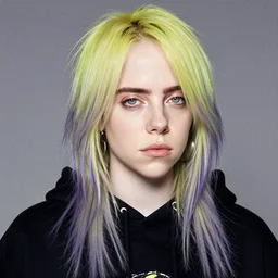 a portrait of billie eilish. shin - hanga.