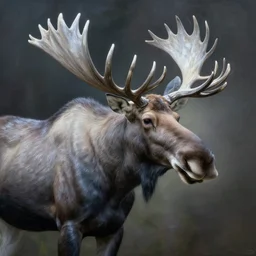 a beautiful and very detailed painting of great ethereal moose with silver antlers, dynamic lighting, trending on artstation, path traced, highly detailed, high quality, digital art, hyper realistic, octane render, sharp focus, art by artgerm and greg rutkowski and alphonse mucha, 8 k