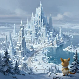 Icy port city, a fantasy digital painting by Greg Rutkowski and James Gurney, trending on Artstation, highly detailed