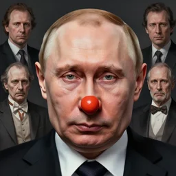 vladimir putin, putin is bald caveman, vladimir putin awe face, toothless horror macabre face, clown nose, by donato giancola and greg rutkowski and wayne barlow and zdzisław beksinski, realistic face, digital art