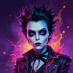 splashes of neon, punk portrait made out of paint, trending on artstation, epic composition, emotional, beautiful, rendered in octane, highly detailed, realistic, tim burton comic book art