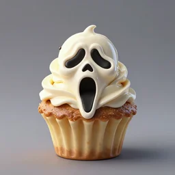 ice cream cupcake shaped like screaming pinhead, octane render, centered, highly detailed