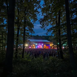 landscape photography by marc adamus, a rave party in the forest behind a farm, night, dramatic lighting, beautiful, hyper detailed, uhd,