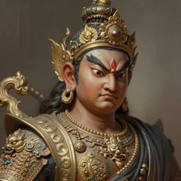 hindu warrior, close - up portrait, fierce, intricate, elegant, volumetric lighting, scenery, digital painting, highly detailed, artstation, sharp focus, illustration, concept art, ruan jia, steve mccurry