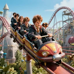 angry harry potter riding a rollercoaster