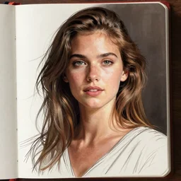 female portrait, field journal line art