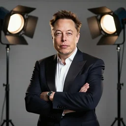 a studio photoshoot of a nigerian elon musk, studio lighting, bokeh