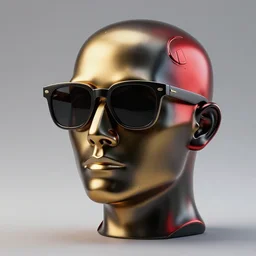 a head made out of melting metal, it is of black and golden and red color, it is wearing sunglasses and a hat, there are flowers all around it, blue paint melting, vogue cover style, greg rutkowski style, vincent di fate style, quetzalcoatl style