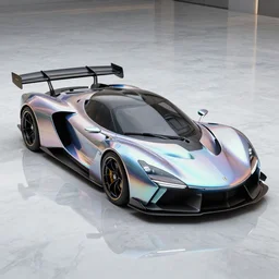 concept car with wings and iridescent paint, octane, grandure, highly detailed, reflective marble floor