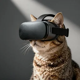 cat in virtual reality headset