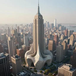 high quality 3 d dreamscape! biomorphic tom cruise building in the middle of new york city!!, kalighat highly detailed, cinematic smooth, stephen shore & john j. park, soft morning light, wide shot, high angle, uhd 8 k, deep focus