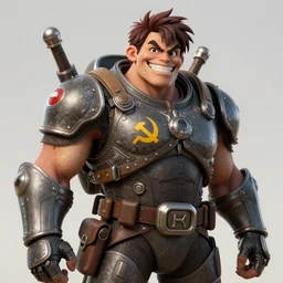 smiling cheerful soviet communist doomguy, very intricate, anime, pacifist, unreal engine, highly detailed, by artgerm, sakimichan, greg rutkowski and boris vallejo