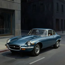 edward hopper painting, jaguar e - type, cinematic, harsh lighting