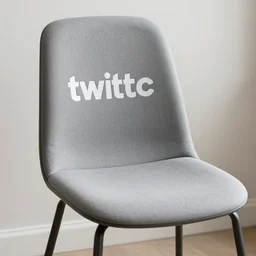 a gray chair with a twitch logo on it