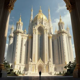 gigantic palace, adorned pillars, towers, landscape, alex ross, neal Adams, david finch, concept art, matte painting, highly detailed, rule of thirds, dynamic lighting, cinematic, detailed, denoised, centerd