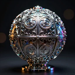 sphere with reflexive base metal chrome, fine art, bokeh, cinematic, color grading, macro view, lens distortion, vignette, 1 6 - bit rgb, backlight, insanely detailed and intricate, hypermaximalist, elegant, ornate, hyper realistic, super detailed