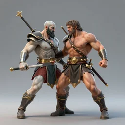 3D figure of Hercules fighting Kratos