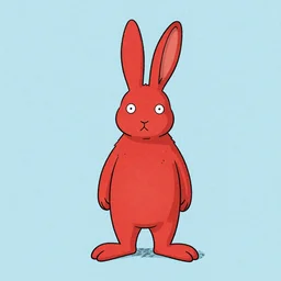 an ilustration of a red humanoid rabbit in the style of Lewis Trondheim