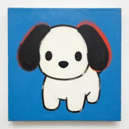a beautiful painting lovely toy dog, by kusama yayoi and murakami color screen printing