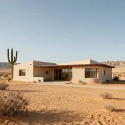 A house designed by Frank Lloyd Wring in the middle of the desert, photographed by Fernando Guerra, realistic, 4k, detailed