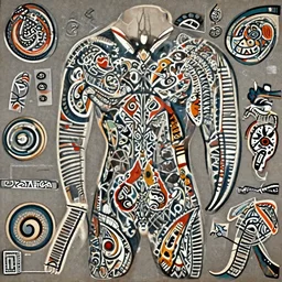 a museum display showing the evolution of tribal armband tattoos from the 90s