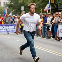 Ben Shapiro running away in fear from a pride parade
