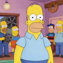 A movie still of Homer Simpson in Jaws (1975), 4k, 35mm, promo shoot, award winning