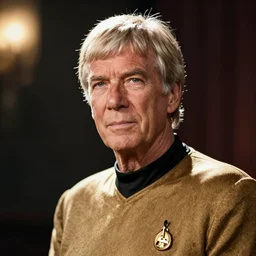 portrait photograph, Leonard Cohen as Spock, bokeh, depth of field