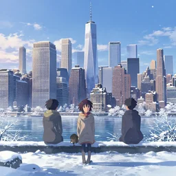 new - york skyline in winter, behance hd by jesper ejsing, by rhads, makoto shinkai and lois van baarle, ilya kuvshinov, rossdraws global illumination