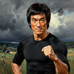 Caricature of Bruce Lee, painted by Norman Rockwell