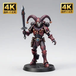 8 0 mm resin detailed miniature of a warhammer 4 0 k jester, product introduction photos, 4 k, full body,