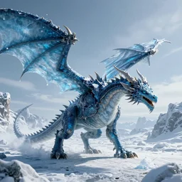 ice dragon, permafrost, epic high fantasy, high definition