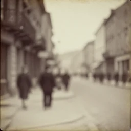 street photograph from the 1700s, faded, blurry, first ever photograph