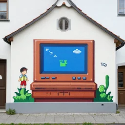bavarian street art looking like retro videogames