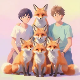 painted portrait of a family of foxes, fantastically pastel colors, octane render, matte painting concept art, official fanart behance hd artstation by jesper elsing, by rhads and makoto shinkai and lois van baarle and ilya kuvshinov and rossdraws
