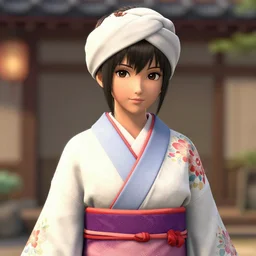 [Emma Bonino] in Yakuza videogame, she is wearing a kimono and a turban,artwork 8k, trending on artstation