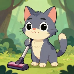 beautiful detailed cute character design of a cartoon vacuum cleaner chimera cat, tlk, tlk, in the style of'the jungle book'profile pic. deviantart adoptable, style of maple story and zootopia, portrait studio lighting by jessica rossier and brian froud in the style of disney balto, artstation deviantart alphonse mucha, stitch stitch stitch