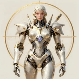 fantasy magic portrait of a humanoid mecha cyberpunk! goddess art by artgerm and greg rutkowski and alphonse mucha, rule of thirds, golden ratio, Art Nouveau cyberpunk! style, mechanical accents!, mecha plate armor,long hair, fantasy, intricate, elegant, highly detailed, digital painting, artstation, concept art, smooth, sharp focus,  flowing wires with leaves, rich deep moody colors