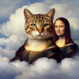 , by Ross Tran, Norman Rockwell, and Leonardo da Vinci. Beautiful clouds|whole cat body|strong facial features|Trending on Artstation