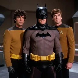 Batman f in the role of Captain Kirk in a scene from Star Trek the original series