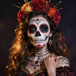 illustration of a sugar skull day of the dead girl, art by aleksi briclot
