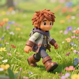Temmie from Undertale walking on the field of flower, max accurate, photorealistic, octane render, 4k, intricate details