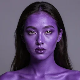 woman with purple skin