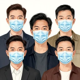 portrait of people with sanitary mask, Tristan Eaton, artgerm, Victo Ngai, RHADS, ross draws